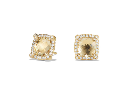 Gold Plated CZ Studded Champagne Square Stud Earring
